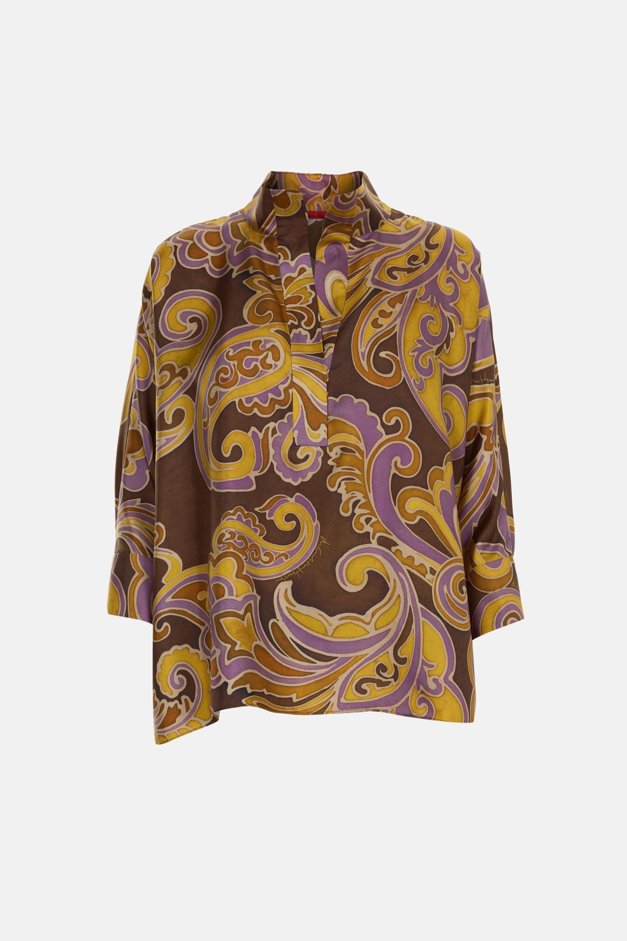 Paisley Print Silk Twill Oversize Top brown/multicolor - CH