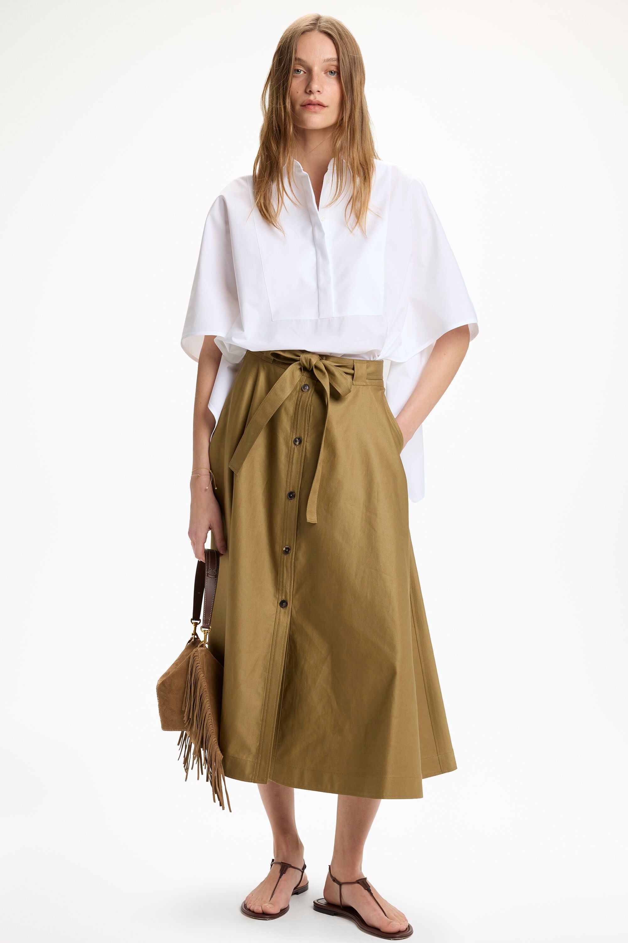 Poplin Oversize White Shirt with Twill Chest white - CH Carolina