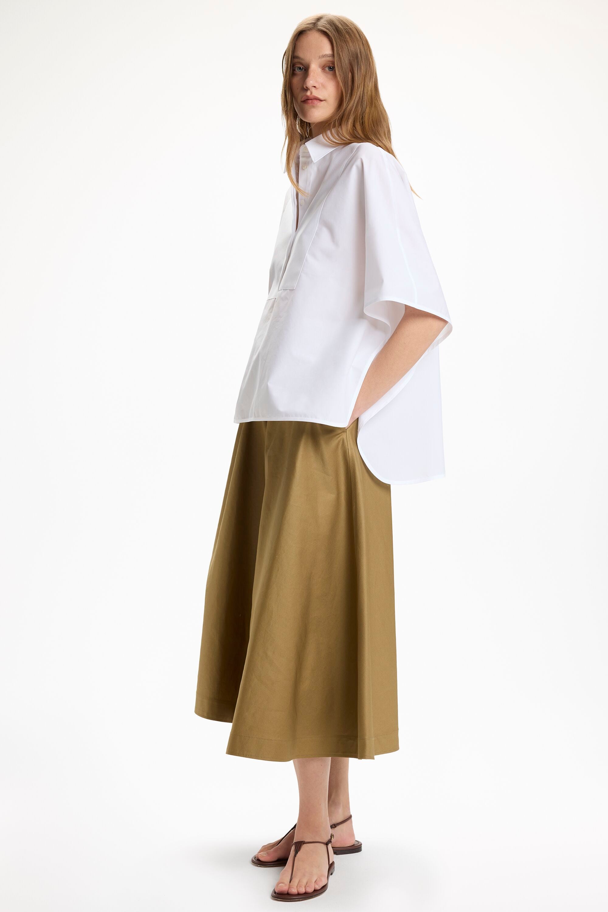 Poplin Oversize White Shirt with Twill Chest white - CH Carolina