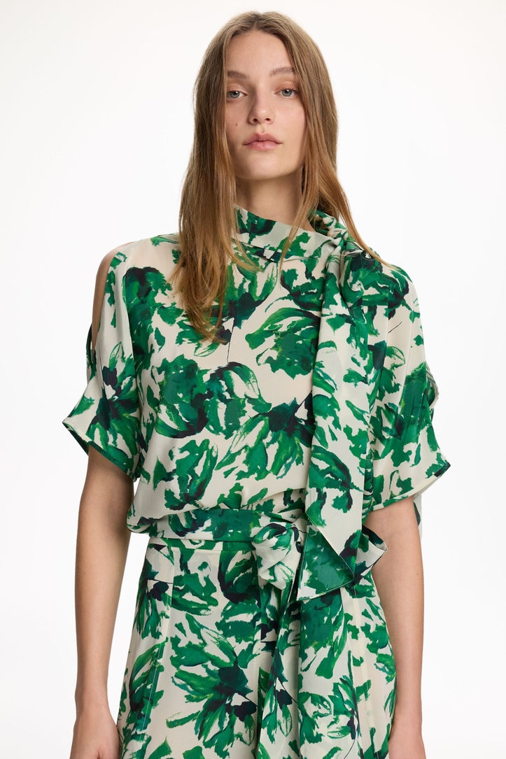 Print Silk Oversize Shirt