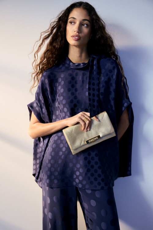 JACQUARD OVERSIZE TOP WITH POLKA DOTS