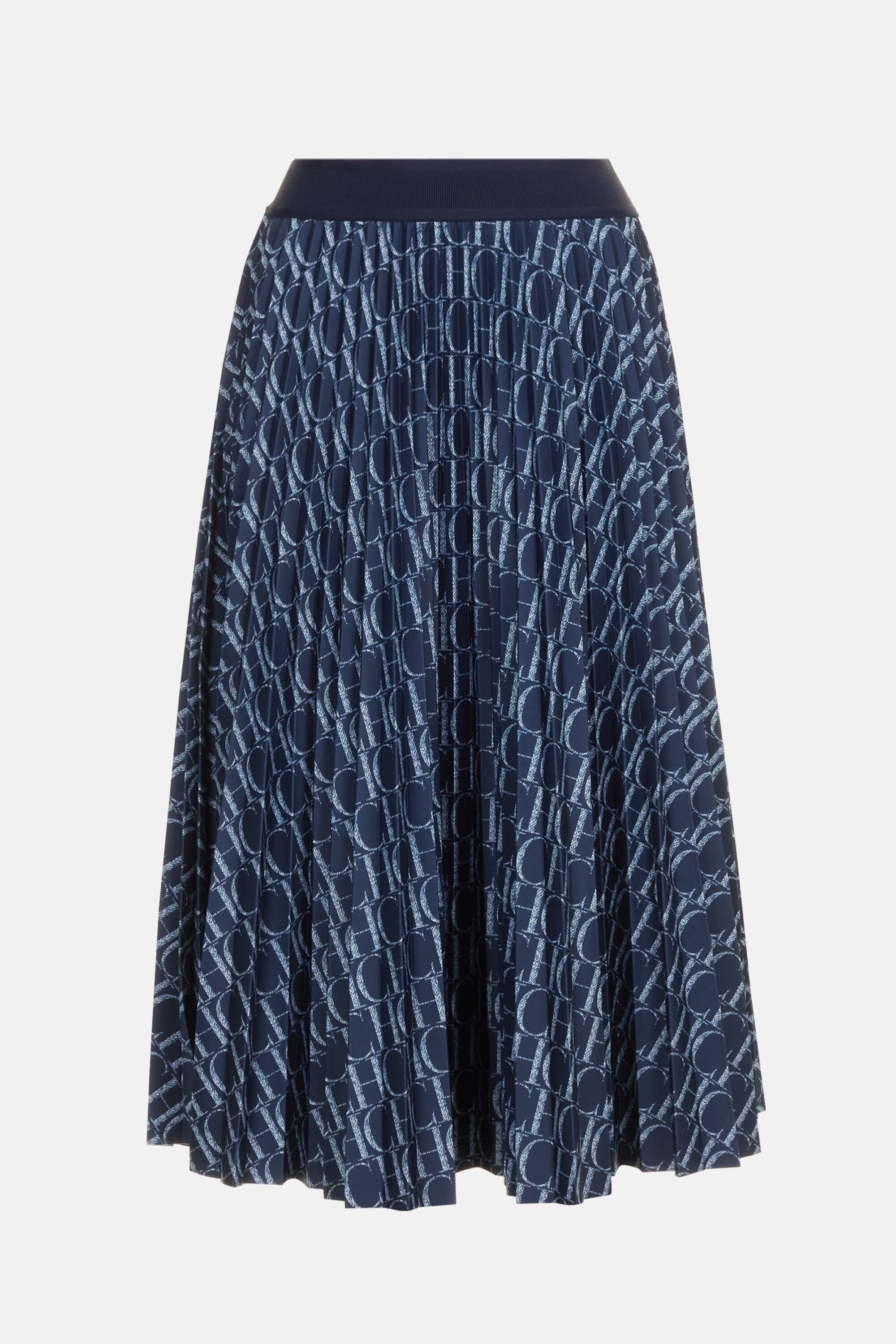 CH Print Neoprene Pleated Skirt navy - CH Carolina Herrera United