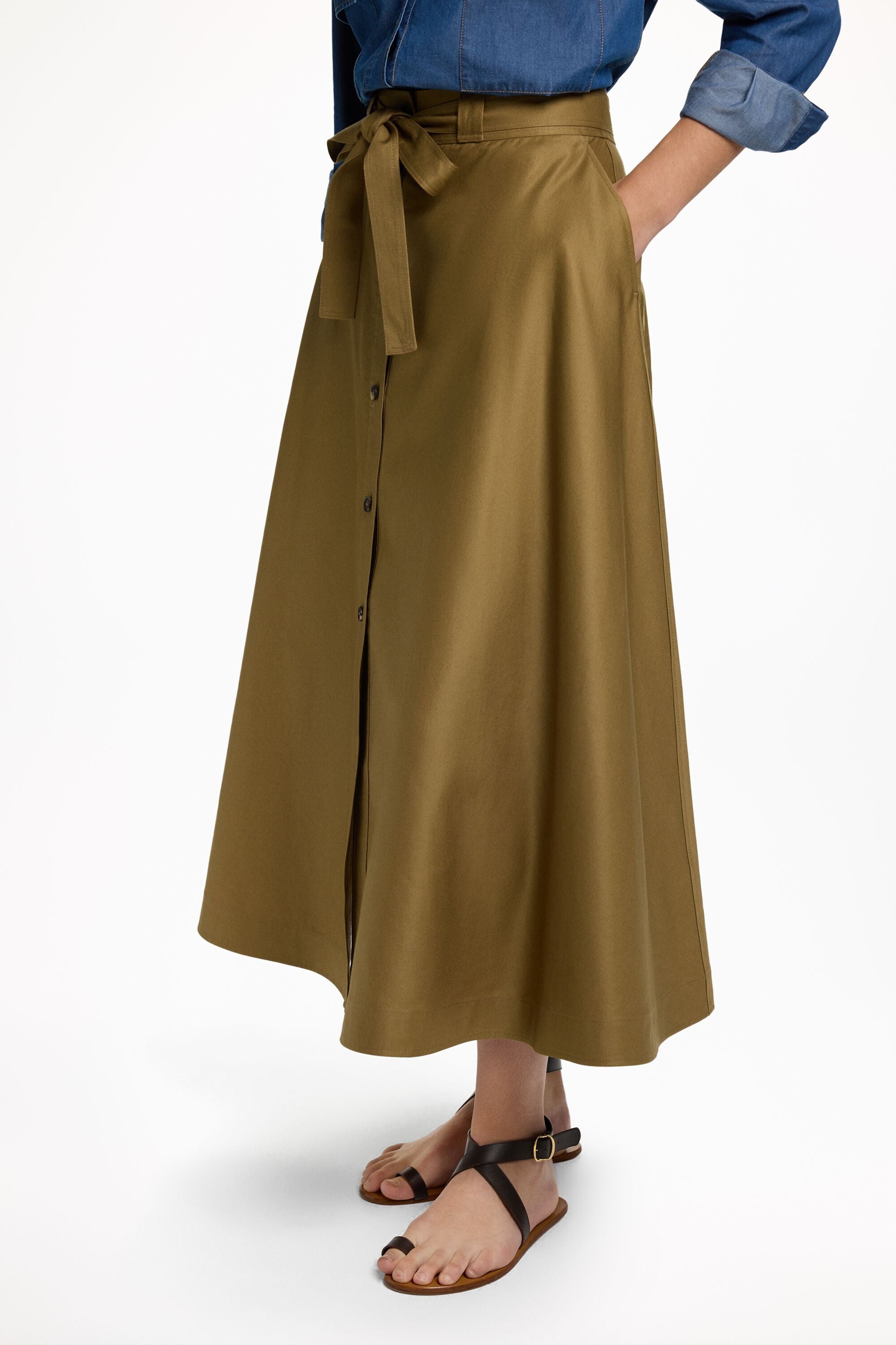 Twill Flared Skirt khaki - CH Carolina Herrera United States