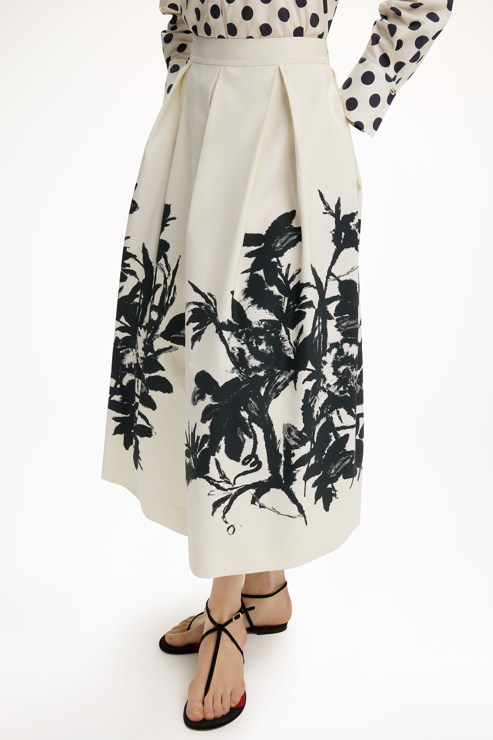 Print Poplin Midi Skirt