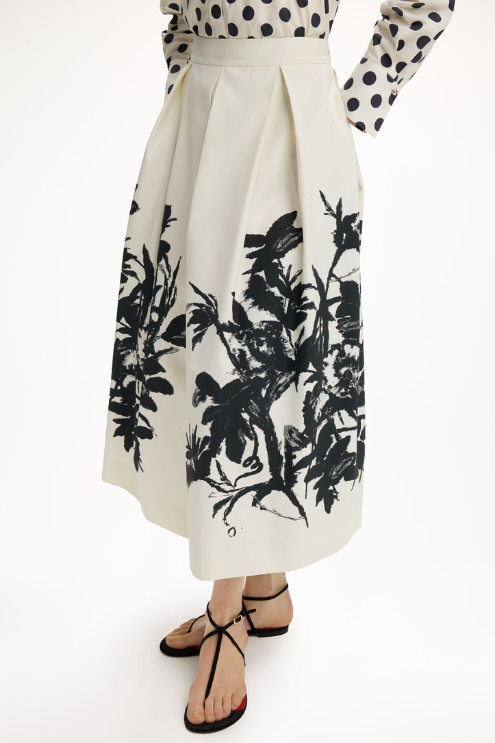 Print Poplin Midi Skirt