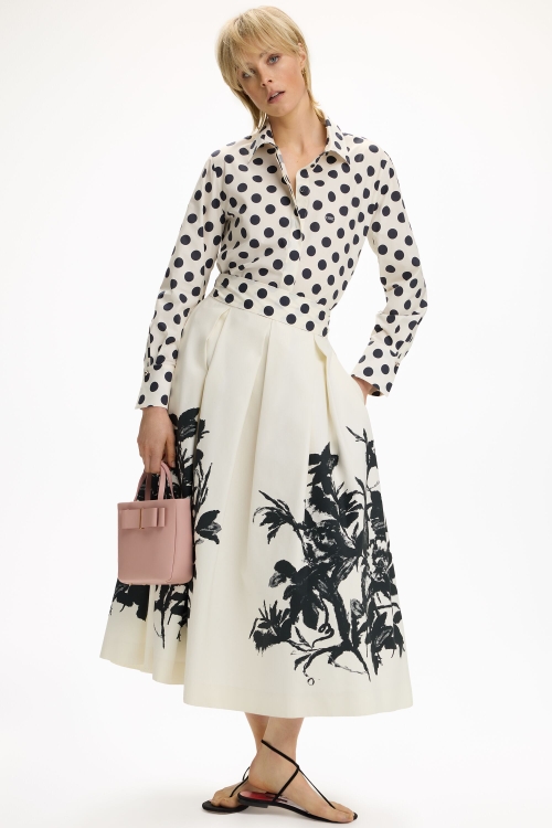 PRINT POPLIN MIDI SKIRT