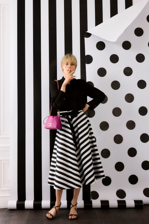 STRIPED POPLIN MIDI SKIRT