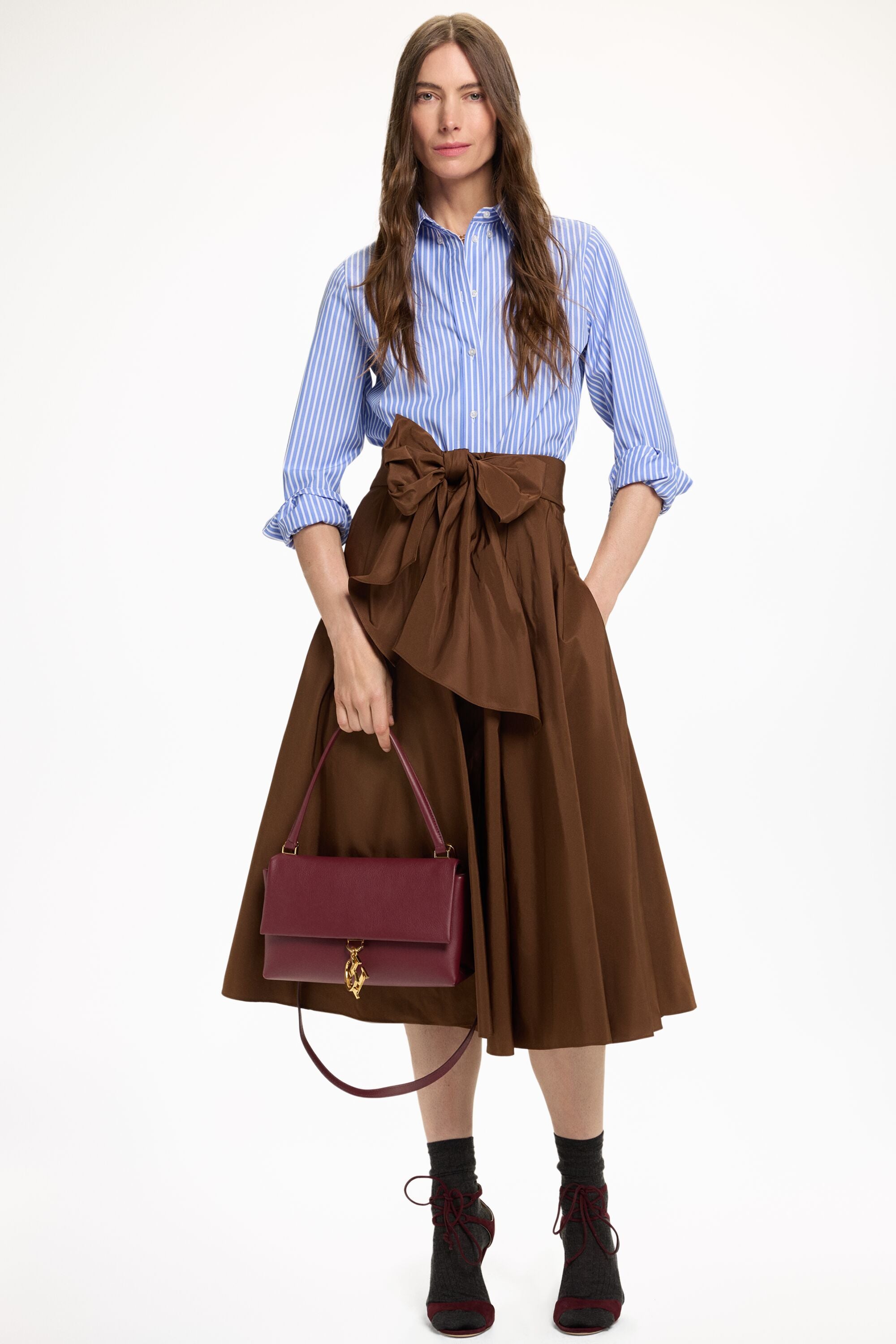 Taffeta Midi Skirt with Sash camel - CH Carolina Herrera United States