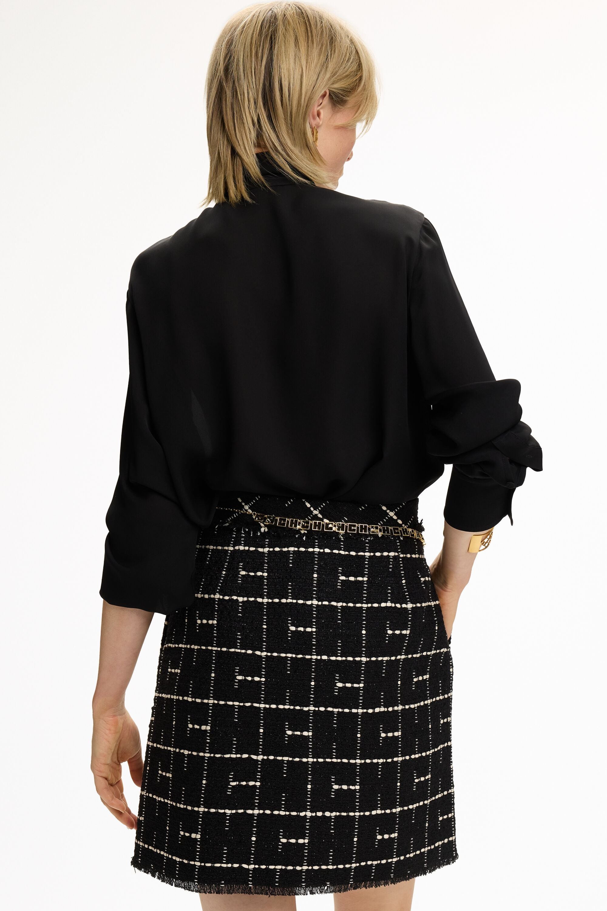 CH2020 Tweed A-Line Mini Skirt black/ivory - CH Carolina Herrera