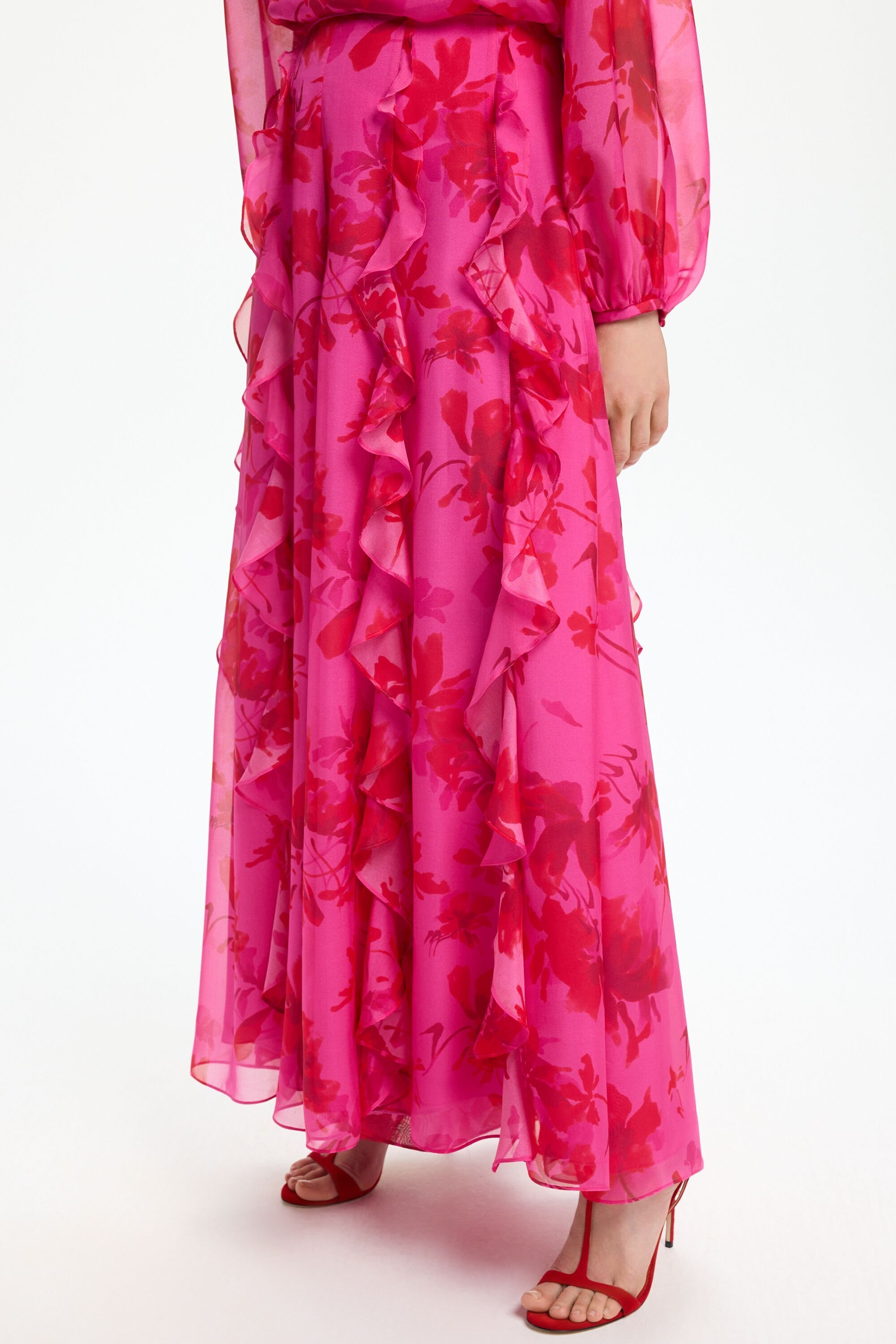 Falda Pantalón de Chiffon de Seda Estampado