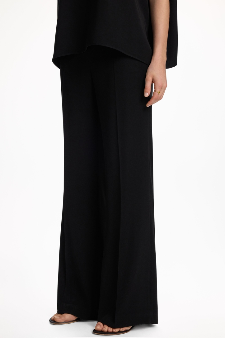 Crepe Flared Pants with Jewel Buttons