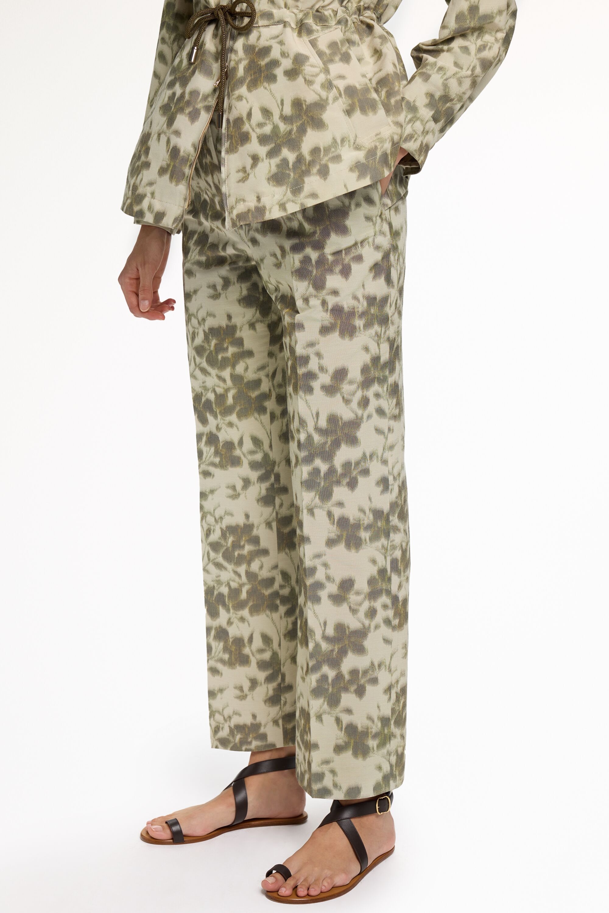 Print Chiné Straight-Leg Pants