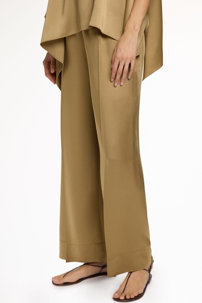 Satin Crepe Straight-Leg Pyjama-Style Pants - GOLD