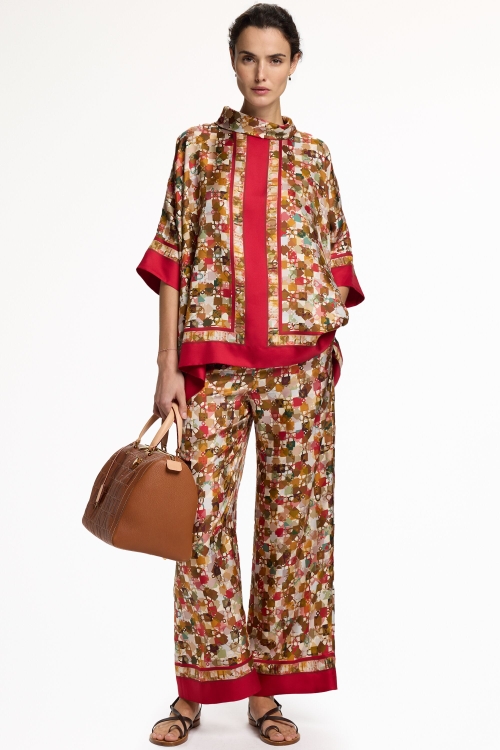 LOCKED PRINT SILK TWEED PYJAMA PANTS