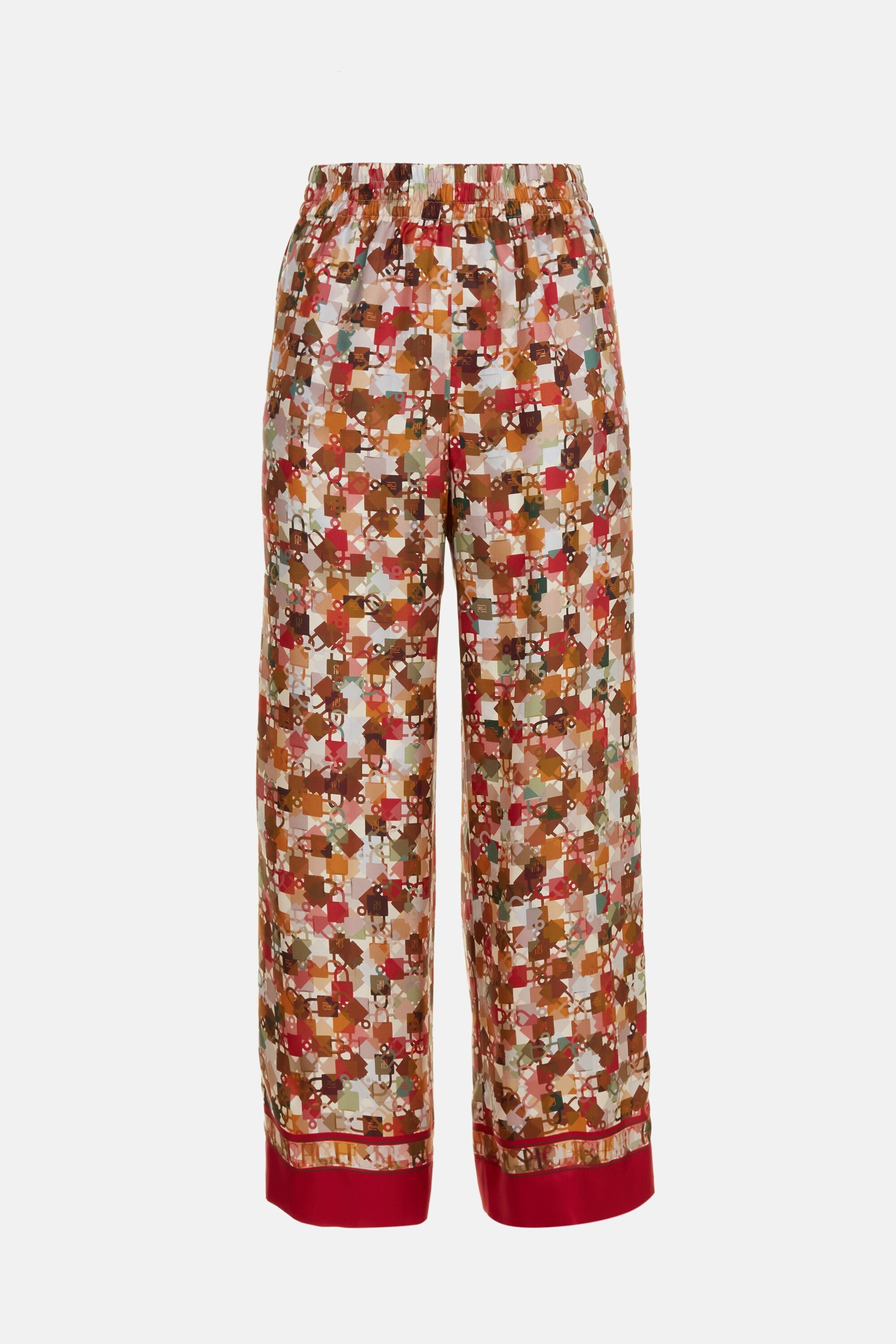 Locked Print Silk Tweed Pyjama-Style Pants red/multicolour - CH