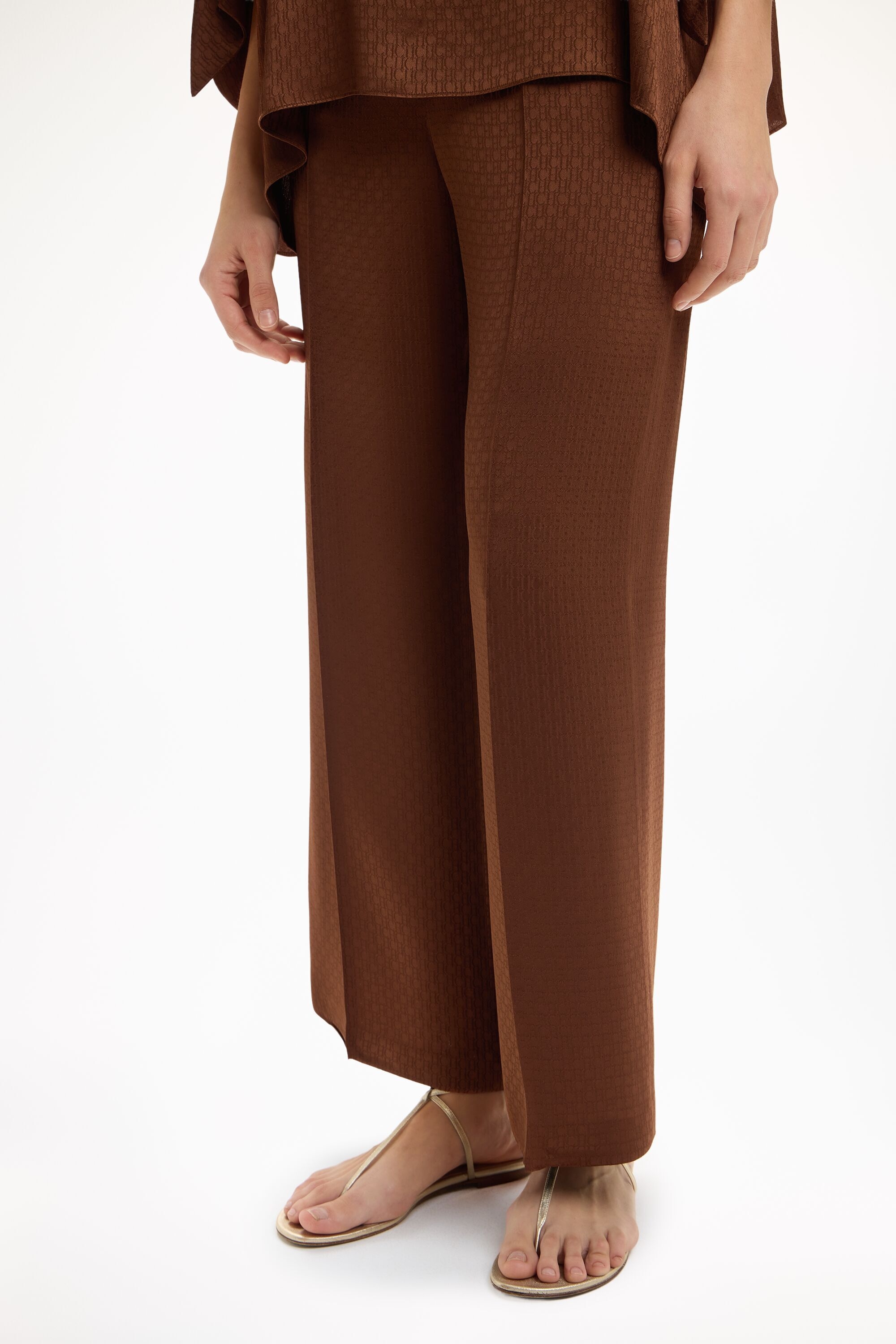 CH Jacquard Satin Crepé Straight-Leg Pants