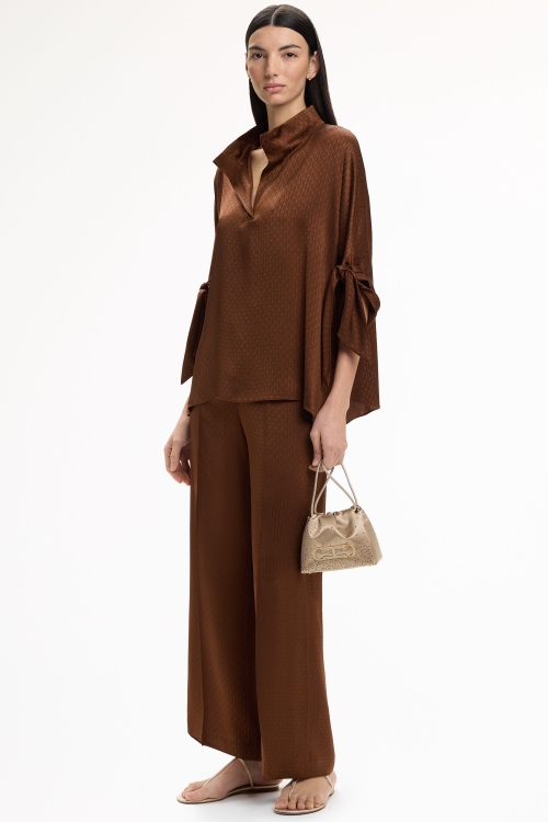 CH JACQUARD SATIN CREPÉ STRAIGHT-LEG PANTS