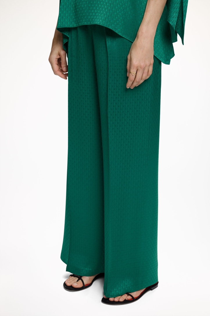 Crepe Straight-Leg Pants with CH Jacquard