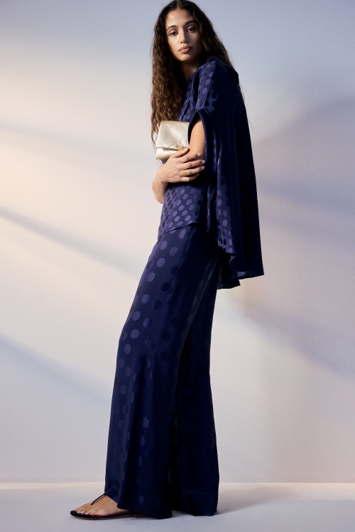 JACQUARD PALAZZO PANTS WITH POLKA DOTS