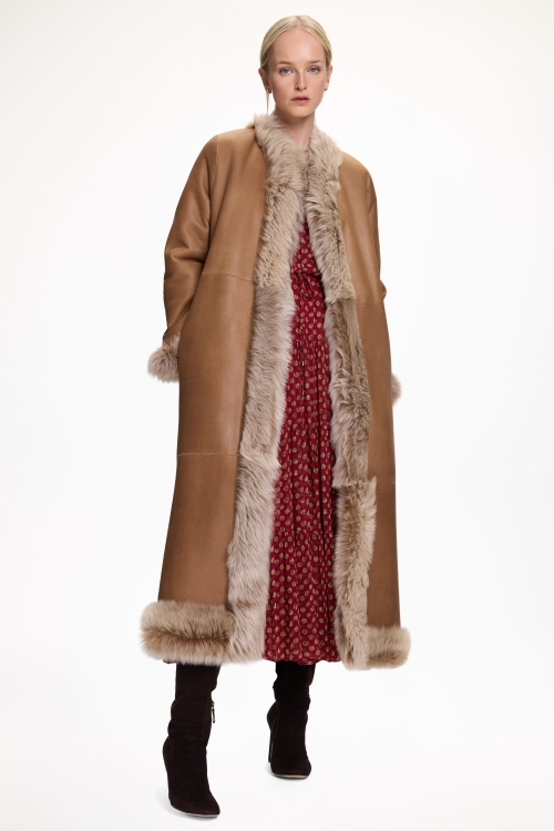 LAMBSKIN LEATHER REVERSIBLE LONG COAT