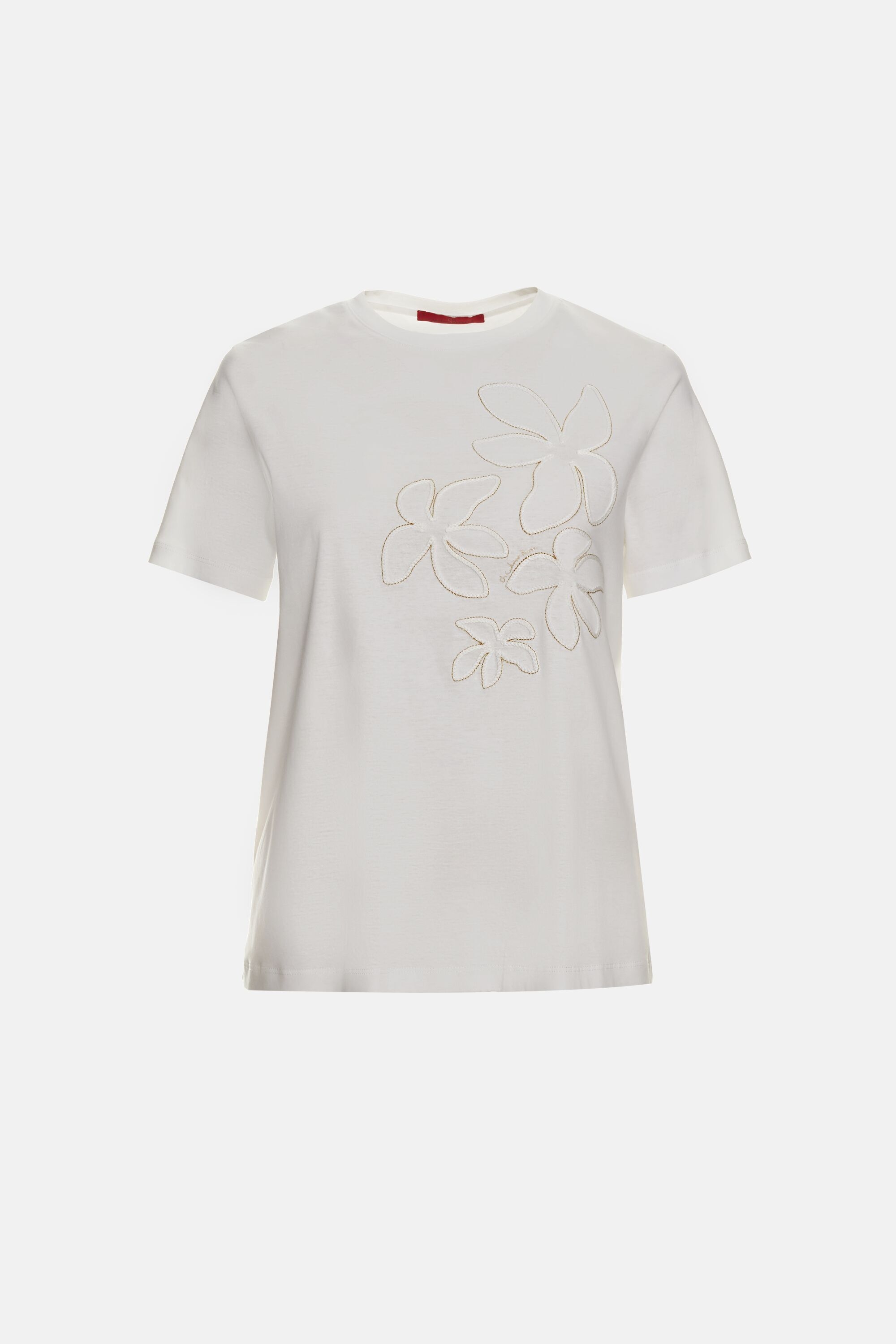 Jersey Straight-Fit T-Shirt with Jasmine Embroidery