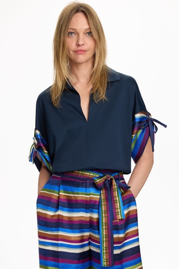 Oversize T-Shirt with Saint Tropez Print Twill