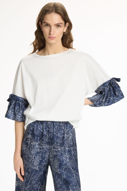 TECHNICAL OVERSIZE T-SHIRT WITH RUFFLES
