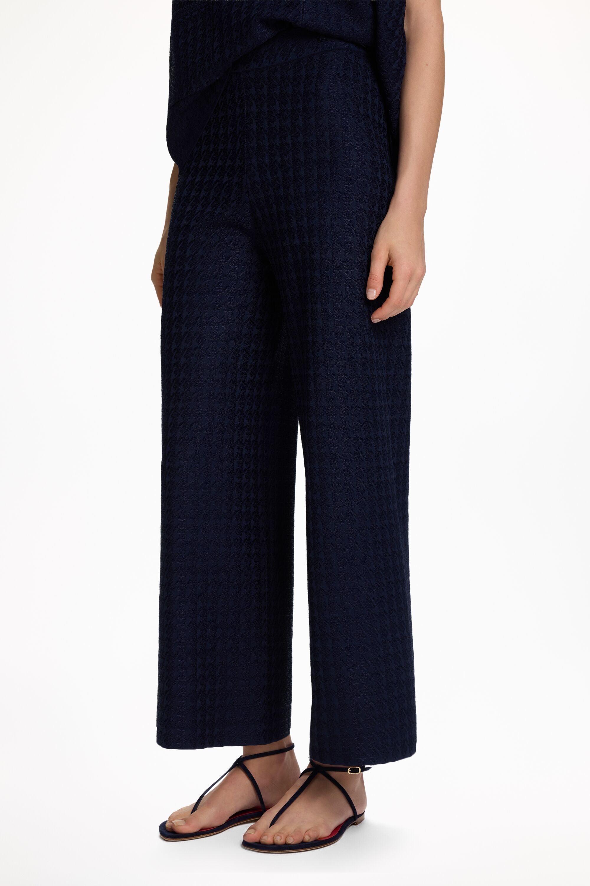 Houndstooth Jacquard Straight-Leg Pants navy - CH Carolina Herrera