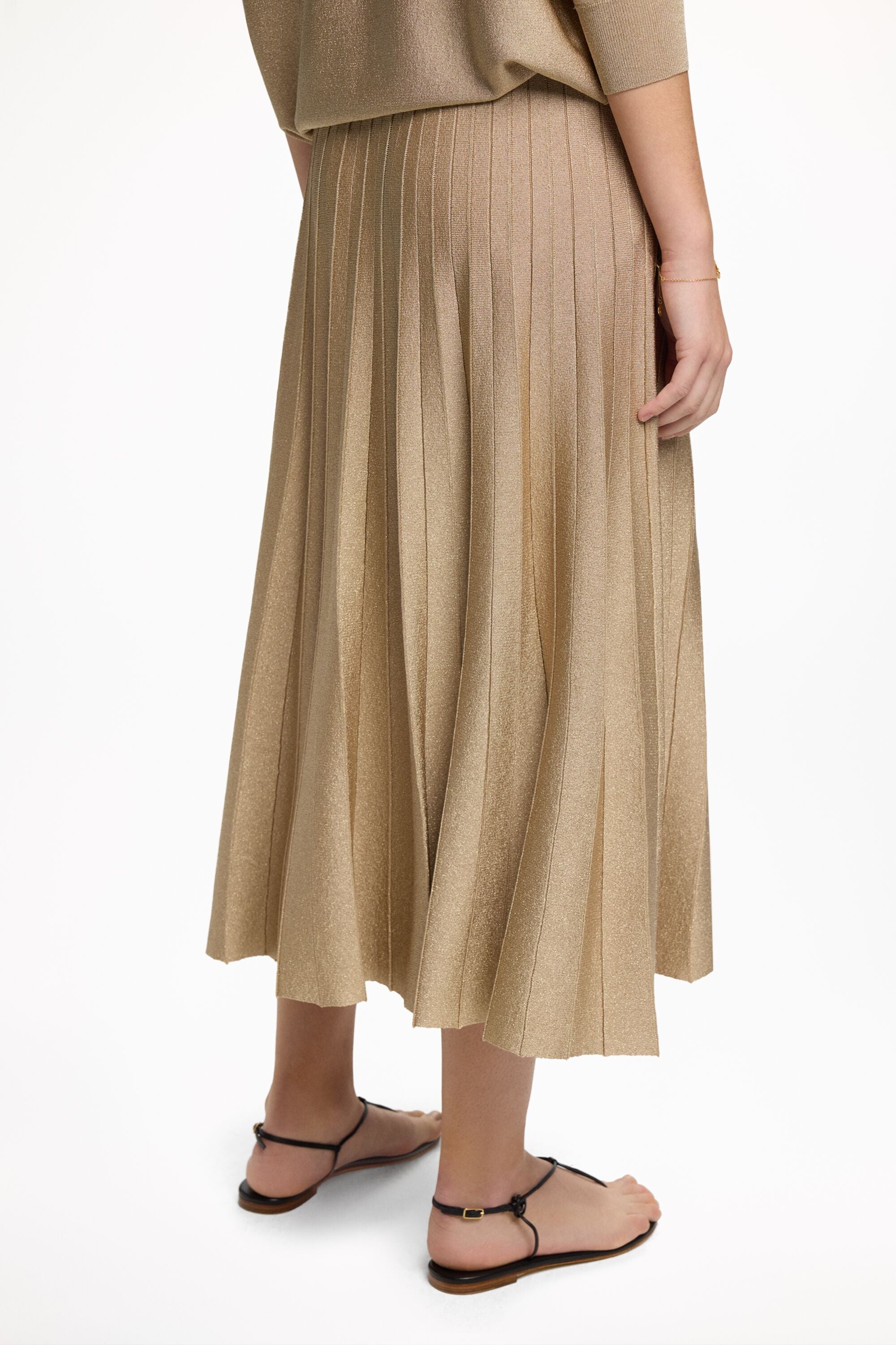 Lurex Knit Pleated Skirt gold - CH Carolina Herrera United States