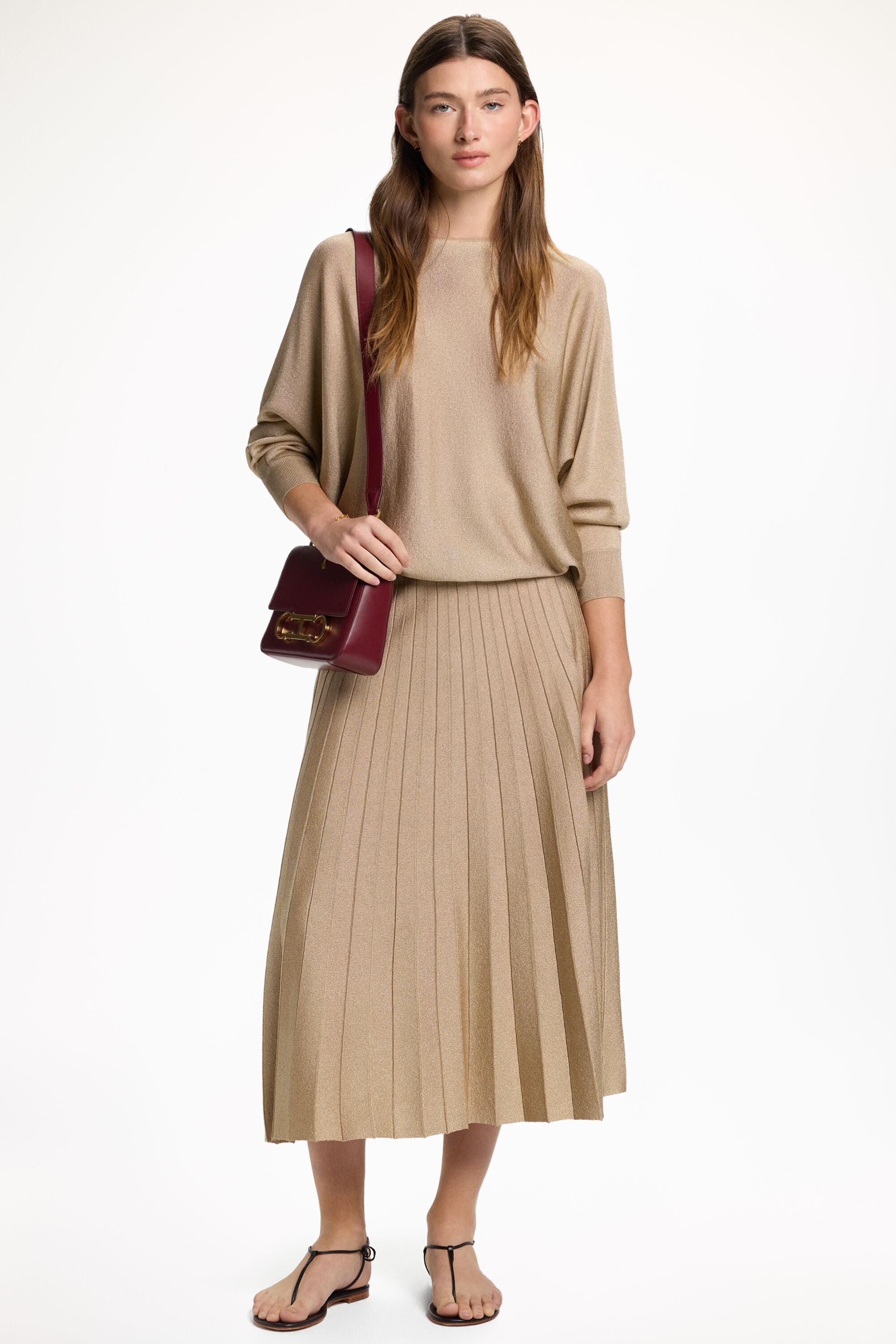 Lurex Knit Pleated Skirt gold - CH Carolina Herrera United States
