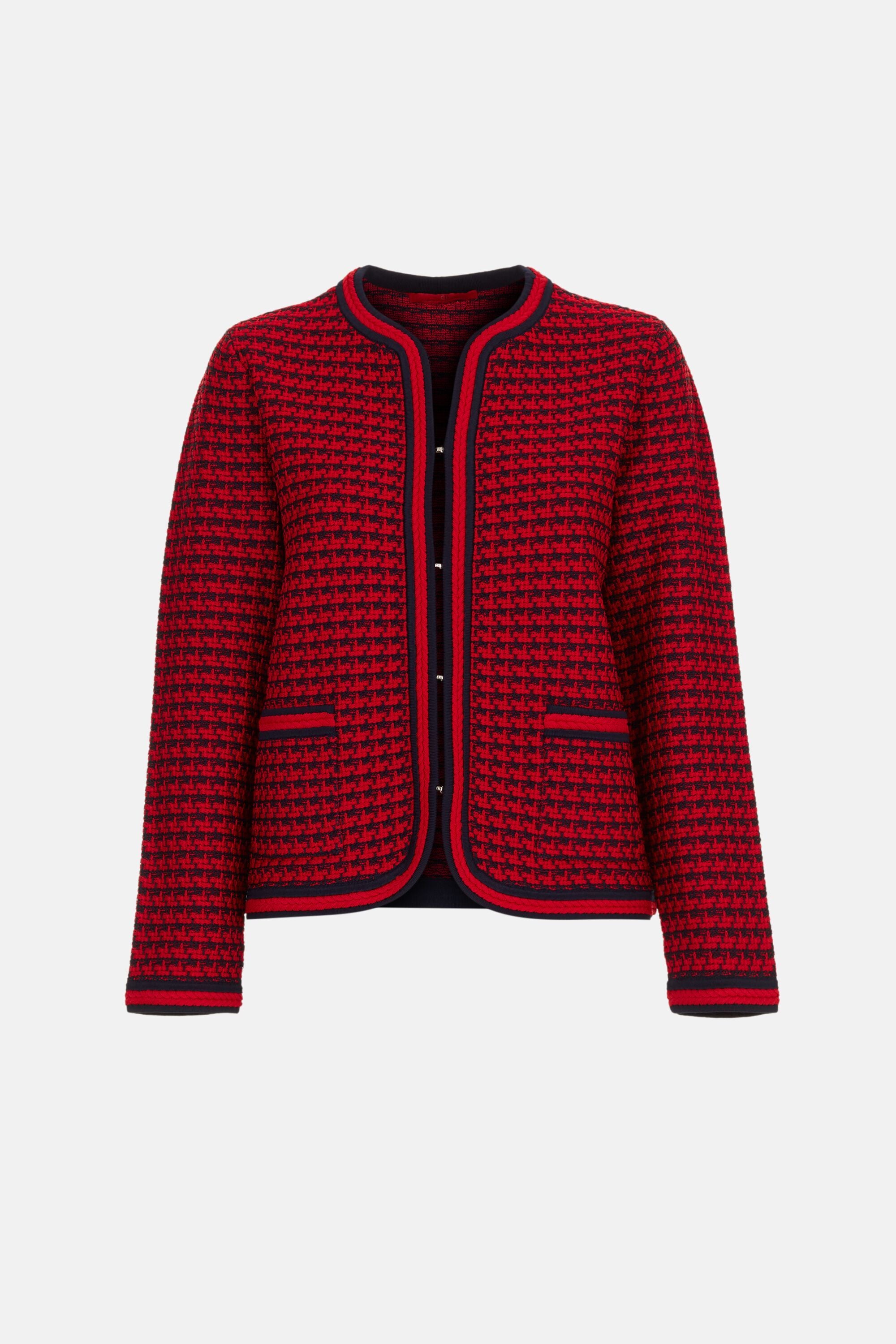 Jacquard Knit Straight-Fit Jacket red/navy - CH Carolina Herrera