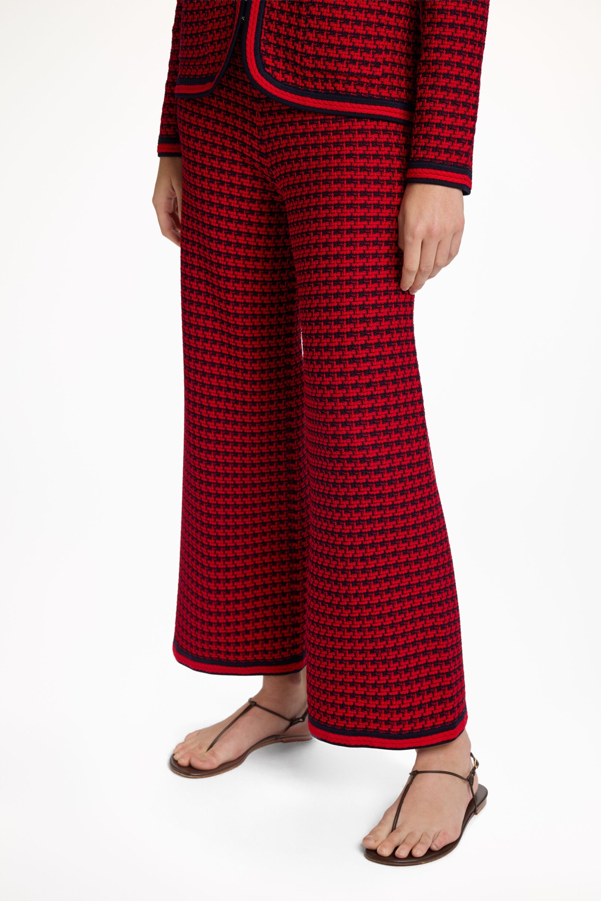 Jacquard Knit Straight-Leg Pants