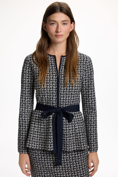 JACQUARD KNIT PEPLUM JACKET