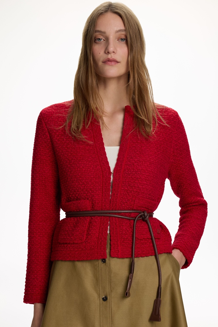 Chaqueta Recta de Jacquard con Textura