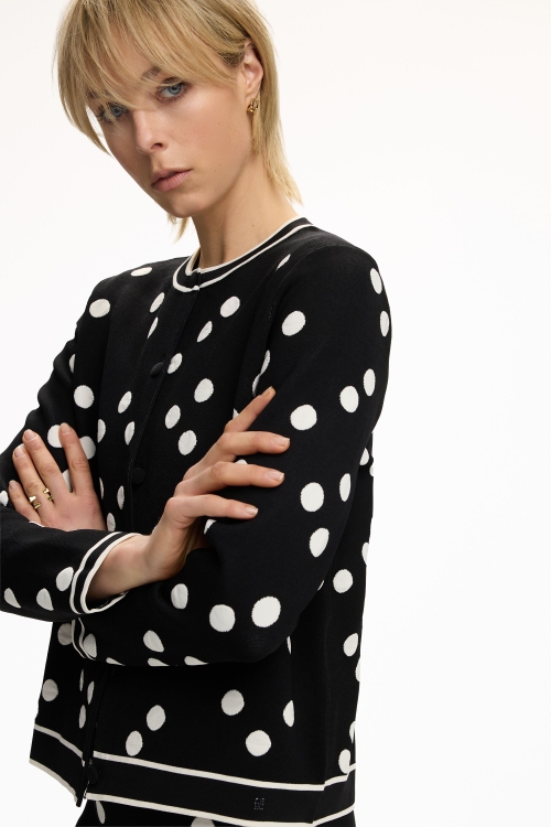 POLKA DOTS JACQUARD KNIT STRAIGHT-FIT JACKET