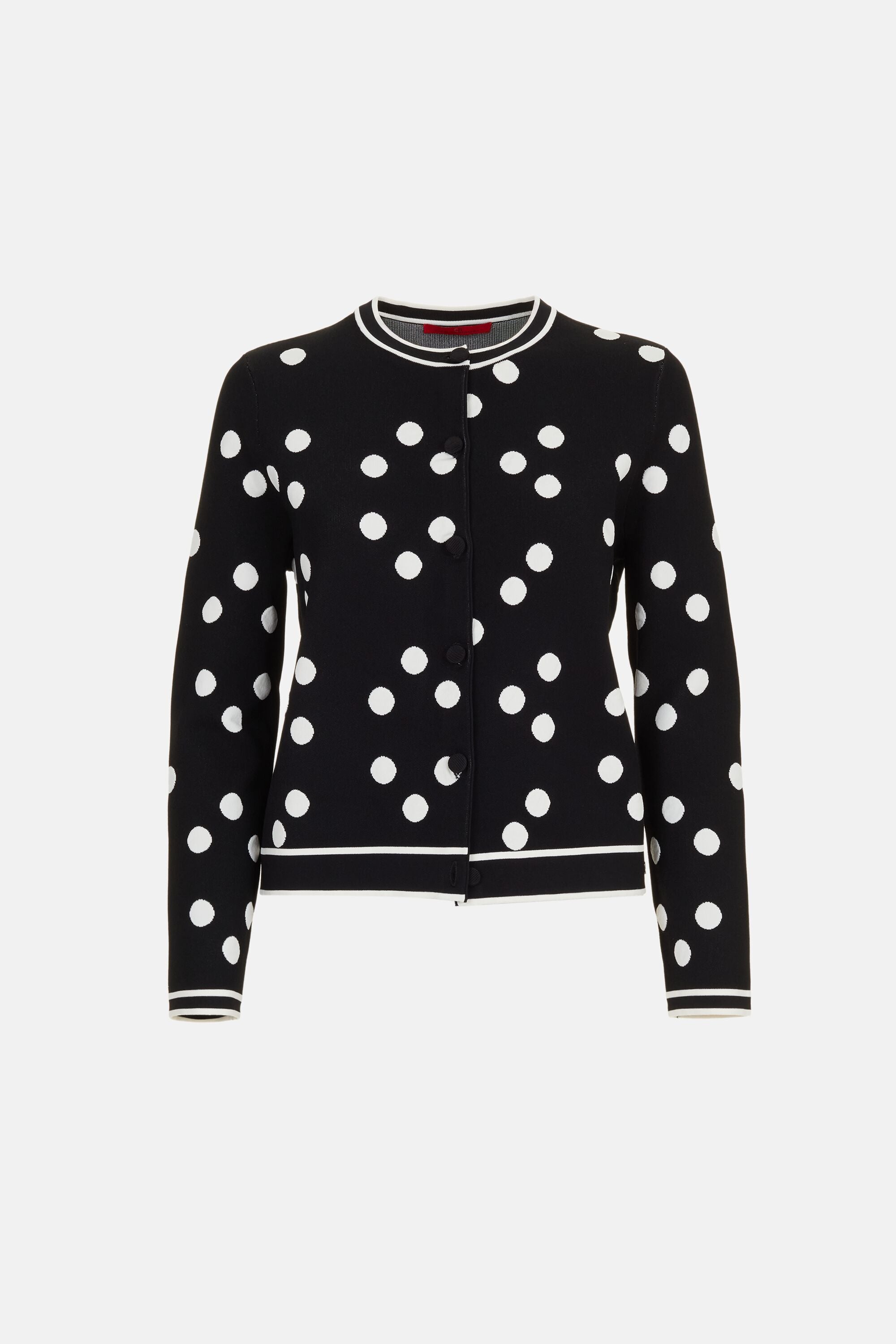 Polka Dots Jacquard Knit Straight-Fit Jacket black/ivory - CH