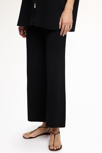 Jacquard Knit Straight-Leg Pants - BLACK