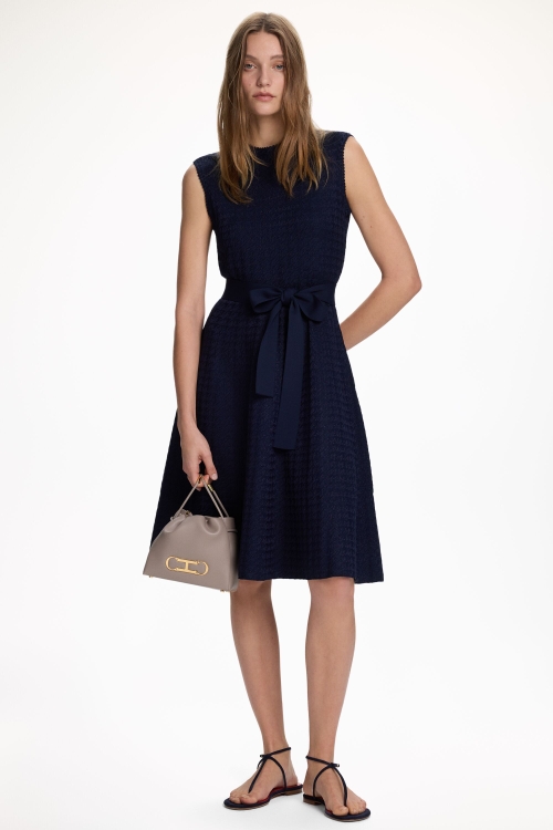 VESTIDO MIDI DE JACQUARD PATA DE GALLO