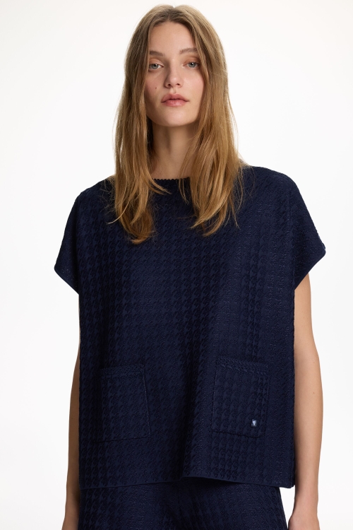 TOP OVERSIZE DE JACQUARD PATA DE GALLO
