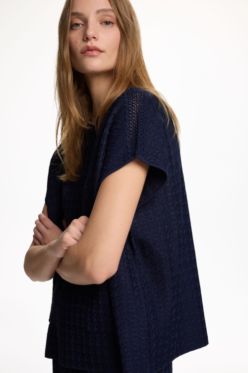 HOUNDSTOOTH JACQUARD OVERSIZE TOP