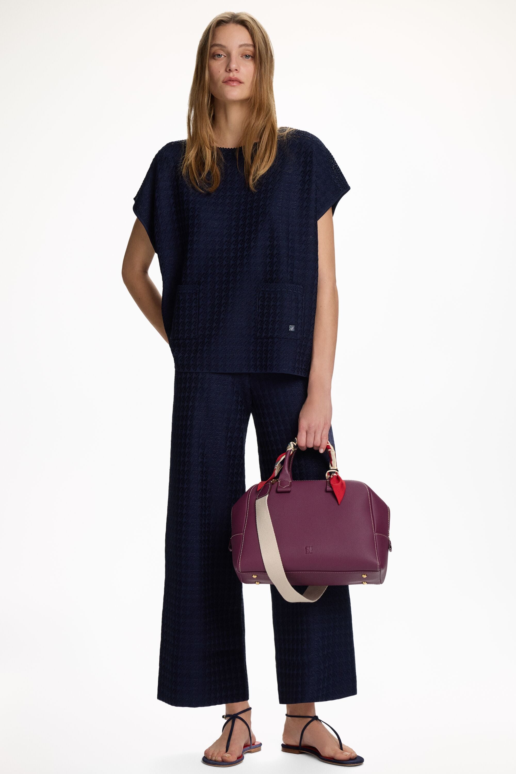 Houndstooth Jacquard Oversize Top navy - CH Carolina Herrera