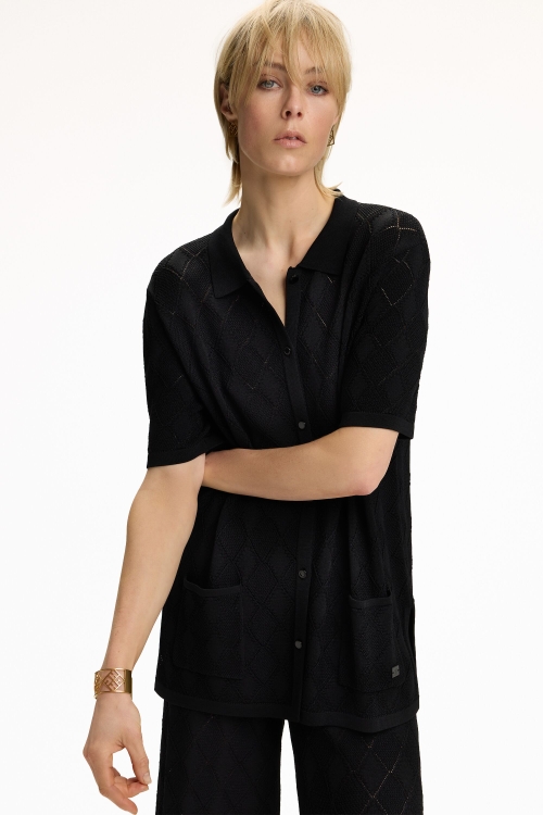 POINTELLE KNIT OVERSIZE SHIRT