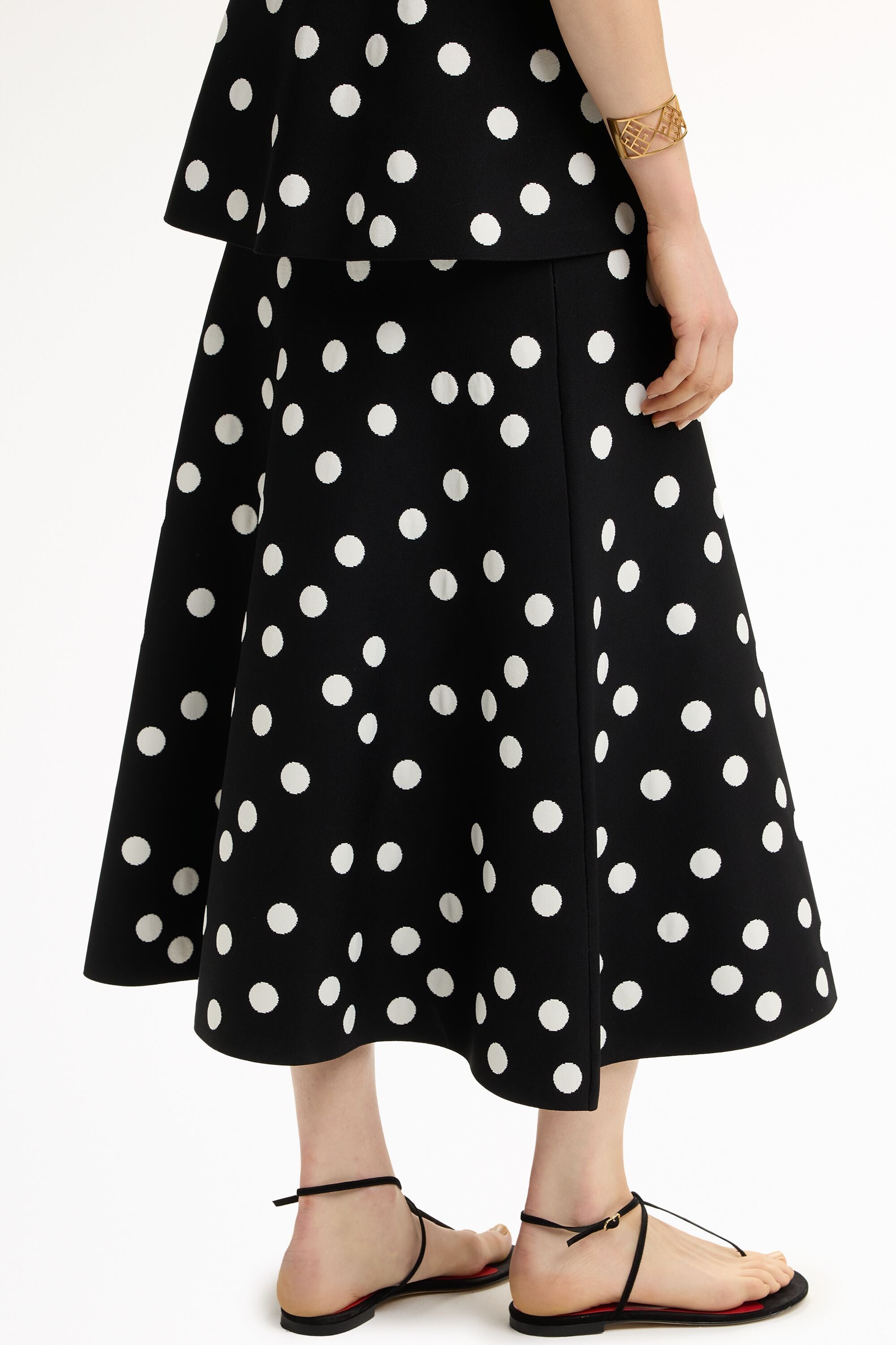 Polka Dots Jacquard Knit Midi Skirt black/ivory - CH Carolina