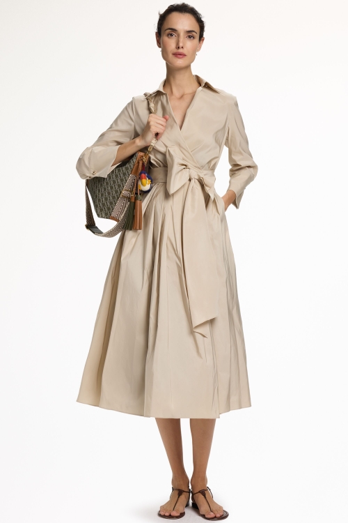 VESTIDO MIDI CRUZADO DE TAFETA