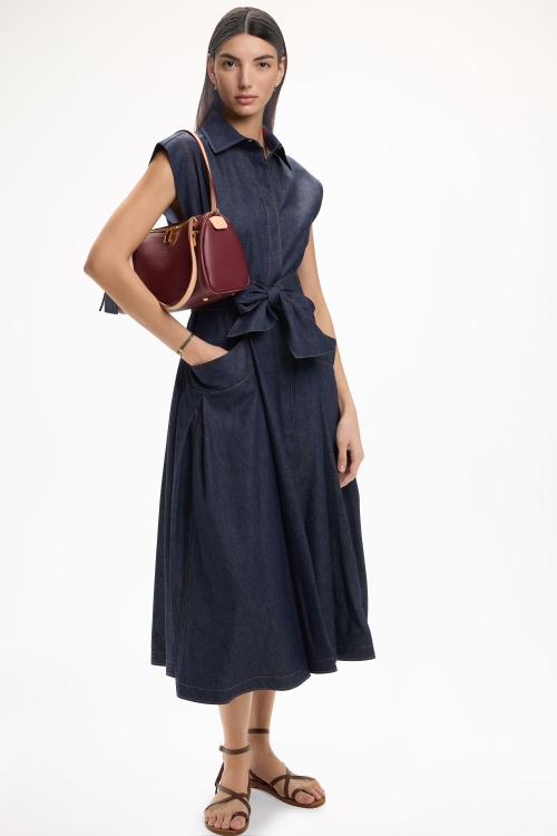 DENIM DRESS WITH BOW