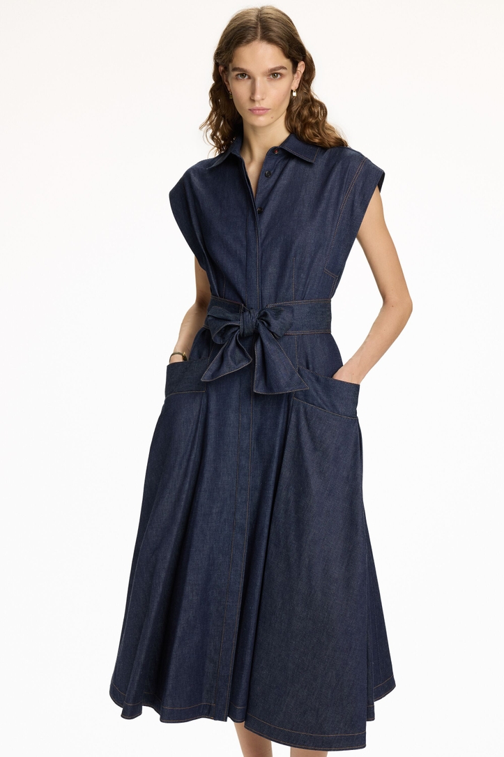 Denim Dress with Bow