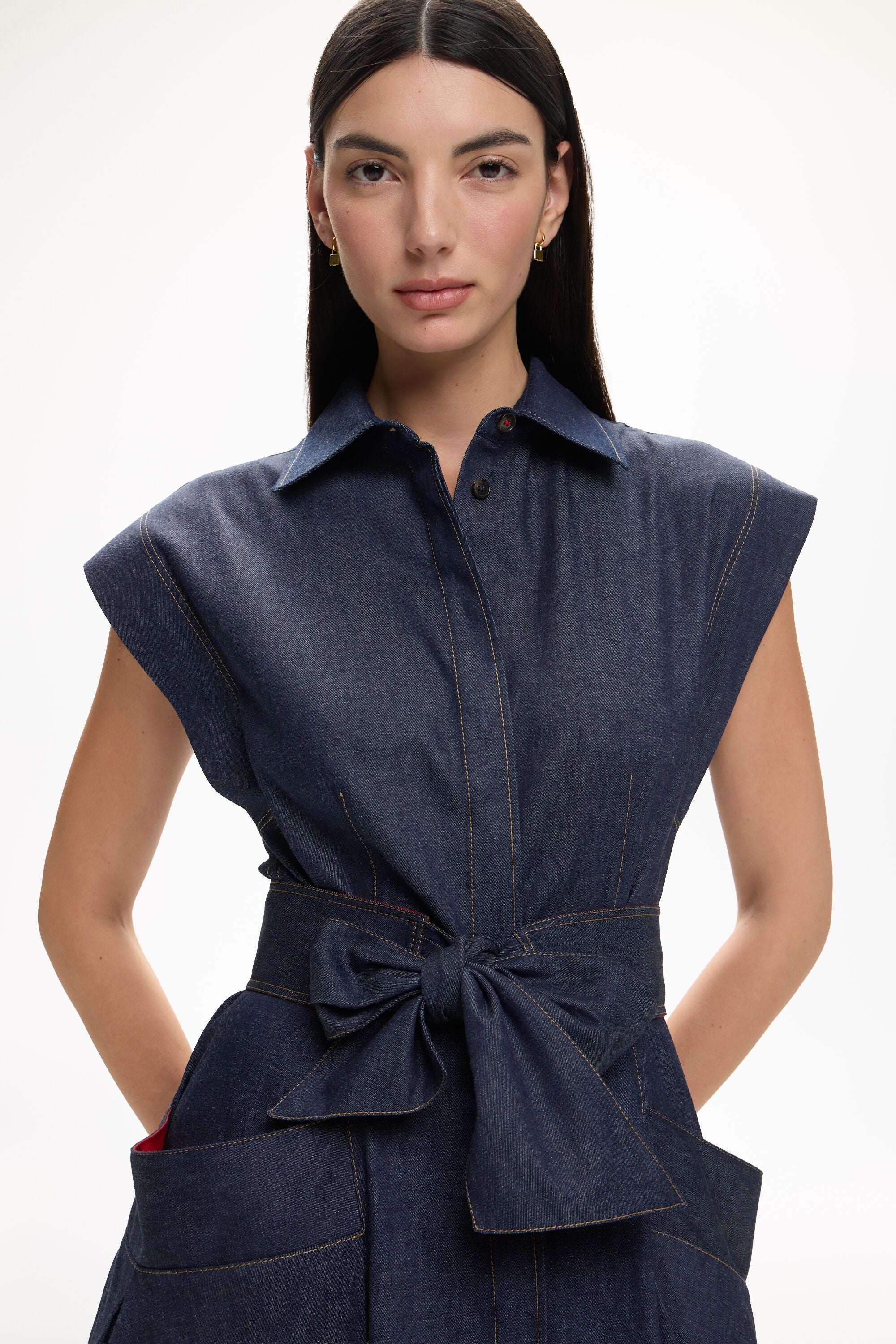 carolina herrera denim shirt dress Carolina Herrera Seamed Denim Button-Front Shirtdress UFO No More
