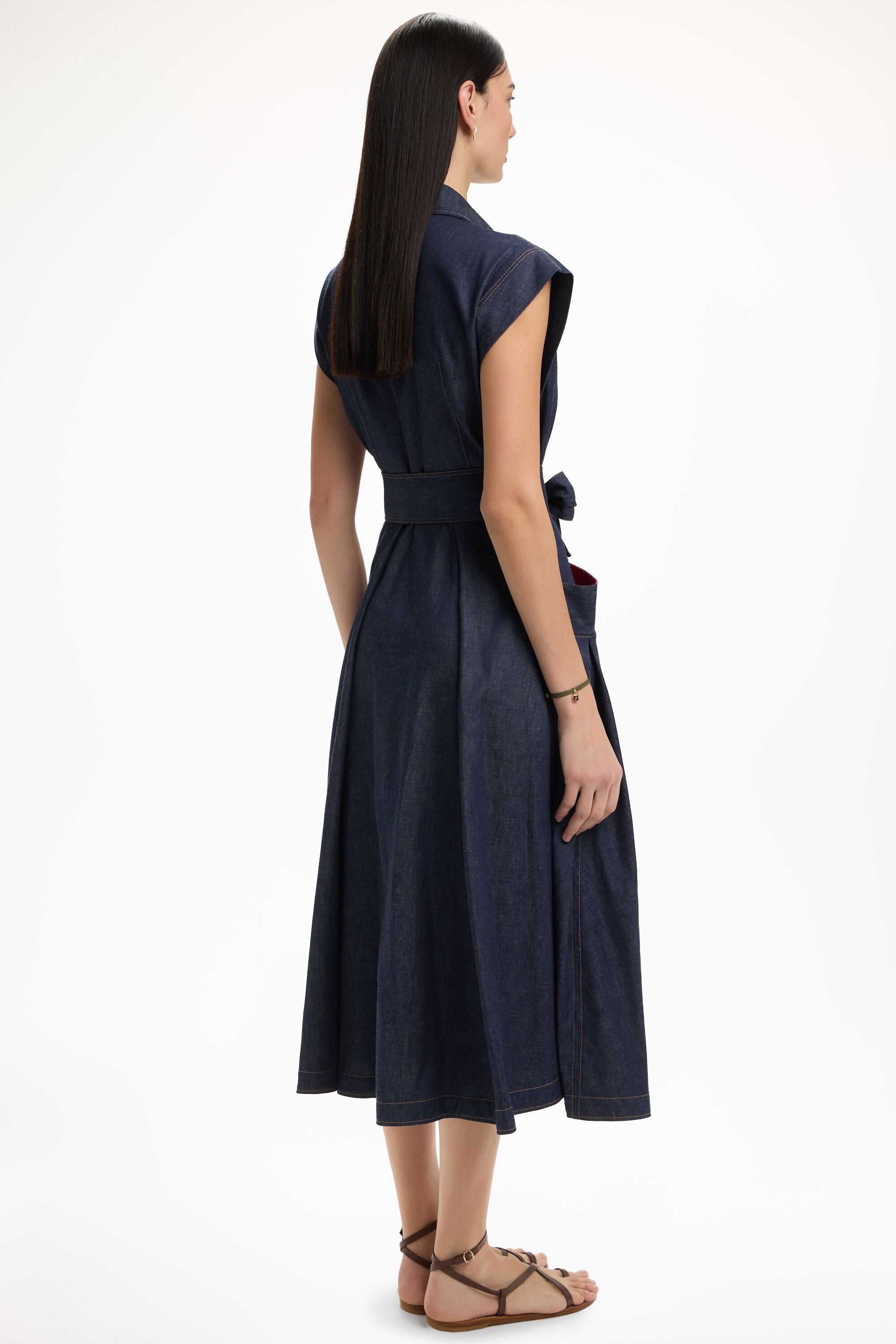 carolina herrera denim wrap dress Carolina Herrera V-Neck Faux Wrap Denim Midi Dress - Meghan Markle Dresses