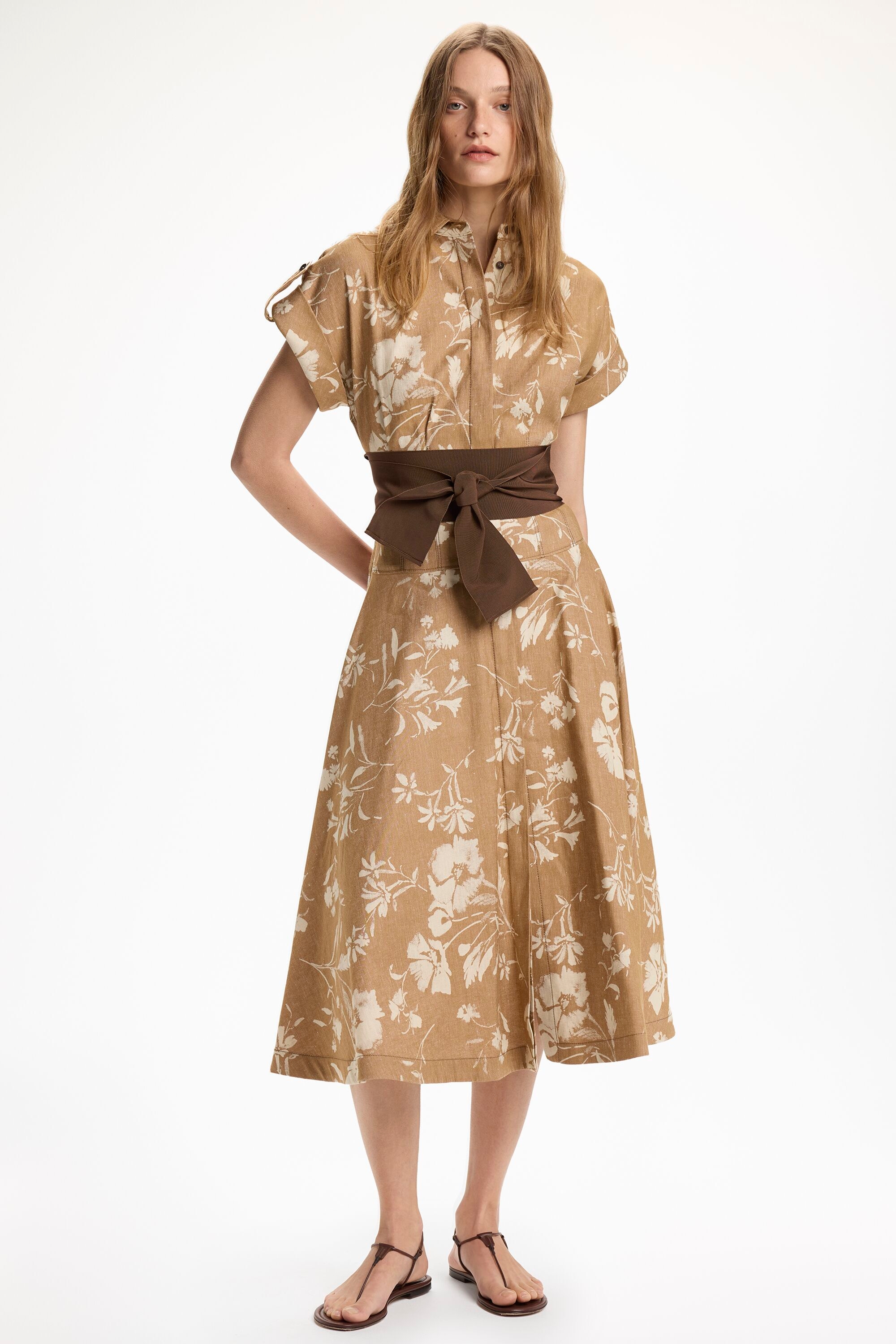 Print Linen Shirt Dress