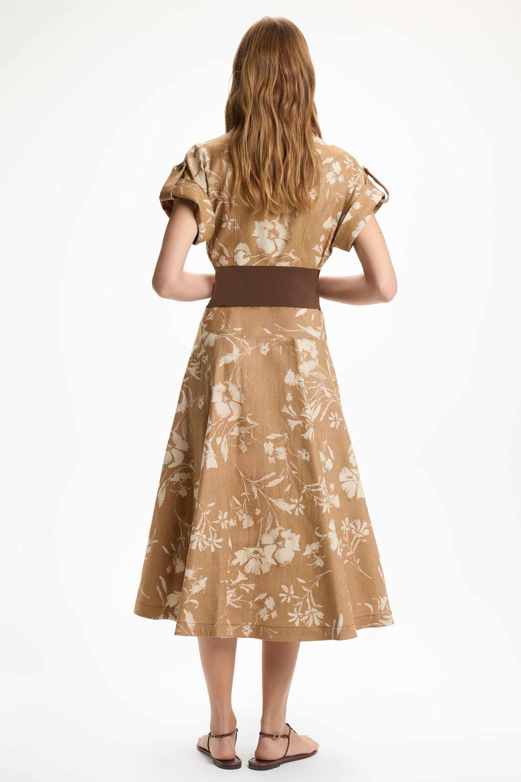brown linen shirt dress Byron Oversized Linen Shirt Dress, Cacao main image 0
